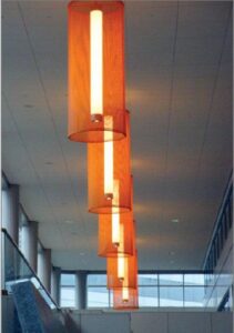 LED orange ceiling website signage